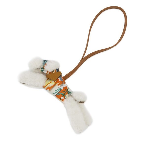 HERMES Buddy Bag Charm Aloha Silk/Chevre Myzore Goatskin/Mouton White/Multic. - Picture 3 of 9